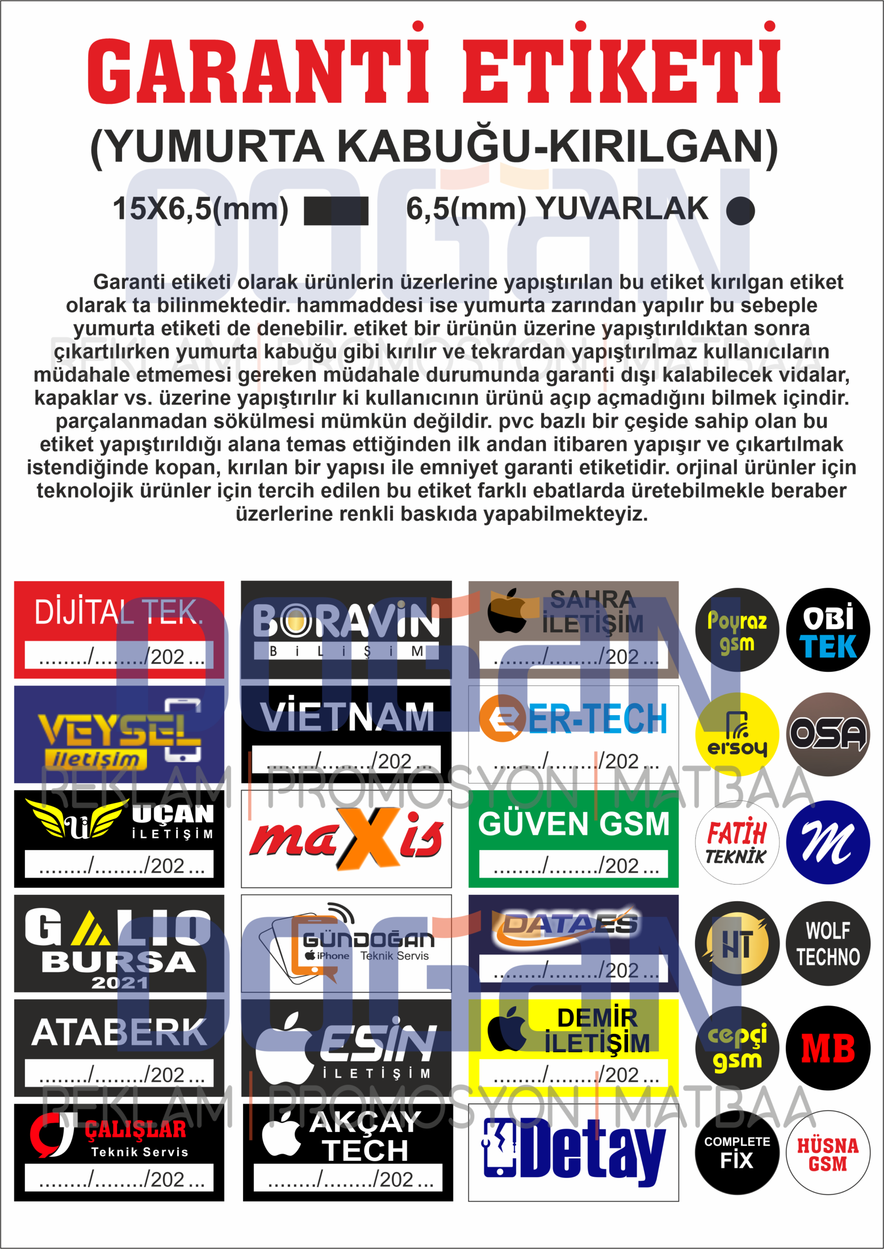 Garanti Etiketi(Yumurta Kabuk Kırılgan)