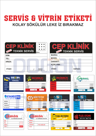 Servis ve Vitrin Etiketi
